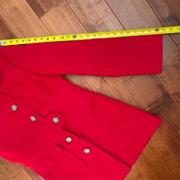 J. Crew Classic Red Wool-Blend Button-Down Polo Trench Coat Belted Sz 8 - Picture 14 of 15